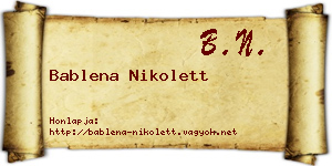 Bablena Nikolett névjegykártya