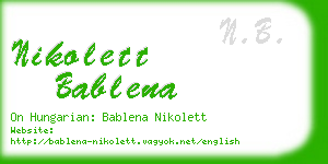nikolett bablena business card